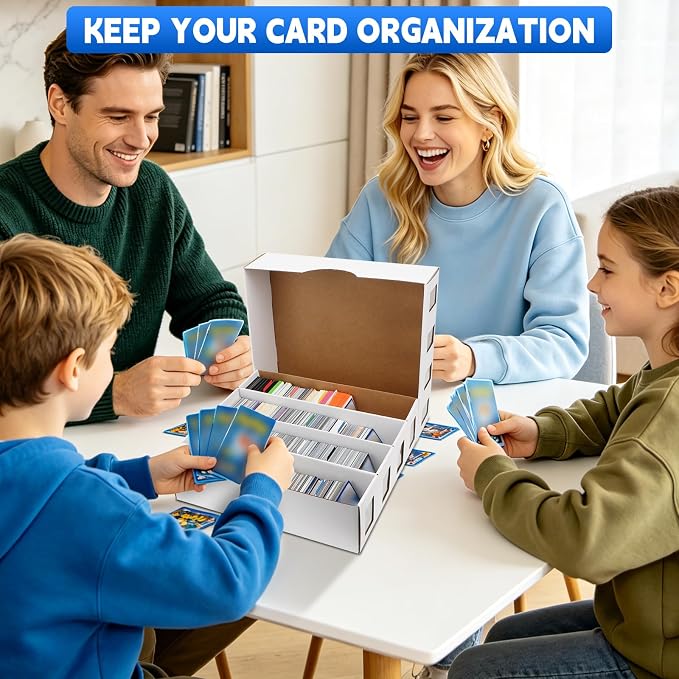 8 Pack Trading Card Storage Box 25000+ Count Cards Storage Box with 48 Card Divider White Sports Card Boxes Bulk Card Cases Cardboard Card Collection Trading Card Boxes for Basketball MTG TCG Cards