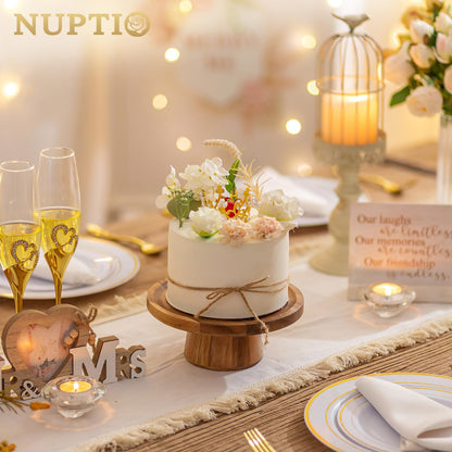 NUPTIO Wood Cake Stand Cupcake Stand: Small Round Cake Display Holder 7.6 Inch Pastry Stands Muffin Snack Platter for Kitchen Wedding Reception Bakery Baby Shower Graduation Dessert Table- 6 Inch Cake