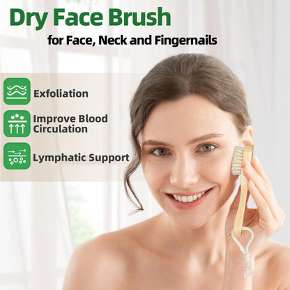 Premium Face Scrubber Set, Facial Cleansing Brush for Exfoliator, Natural Bristle Face Scrubber for Lymphatic Drainage, Unclog Pores, Sensitive Skin, Reduce Ance