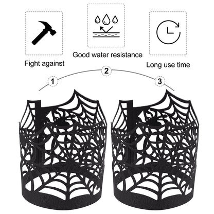 50Pcs Candle Wraps Halloween Tea Light Votive Cut Decorative Wraps Spiderweb Paper Candle Holder for LED Battery Tealight Candles Halloween Party Decorations