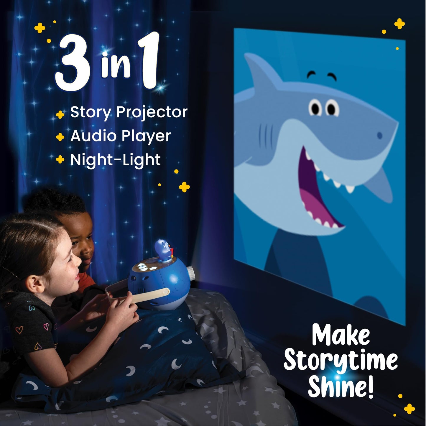 LUNA STORYTIME Kids Book Projector - Owl & Super Simple Noodle Bundle | 5 Read-Aloud Stories & 17 Songs | Story Projector, Night Light & Music Player | Screen-Free Educational Toy for Kids Ages 3+