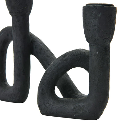 Bloomingville Decorative Resin Double Taper Candle Holder, Black