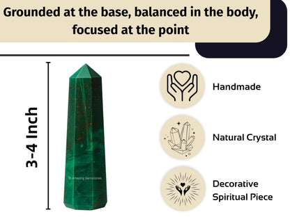 Amazing Gemstone Bloodstone Crystal Towers ~ Natural Healing Crystal Point Obelisk for Reiki Healing and Crystal Grid (3" to 4" INCH)