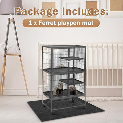 Drydiet 56" x 42" Ferret Playpen Mat, Under Pet Cage Liner, Absorbent/Waterproof Felt Pad for Ferret Cages, Bird Cage Reptile Aquariums, Dog Kennels, with Non-Slip Backing for Hard Floors