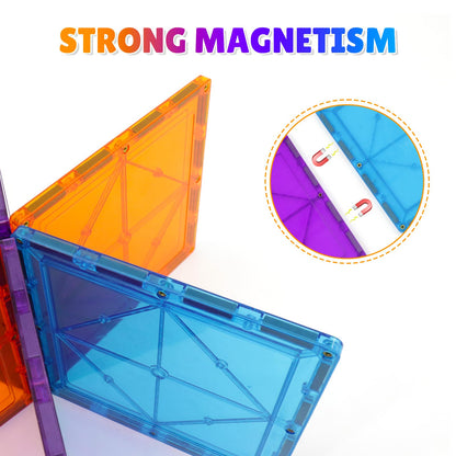 NEOFORMERS Large Magnetic Tiles Set - 6 Piece Square STEM Learning & Educational Building Kit for Kids - Perfect Construction Toy Gift