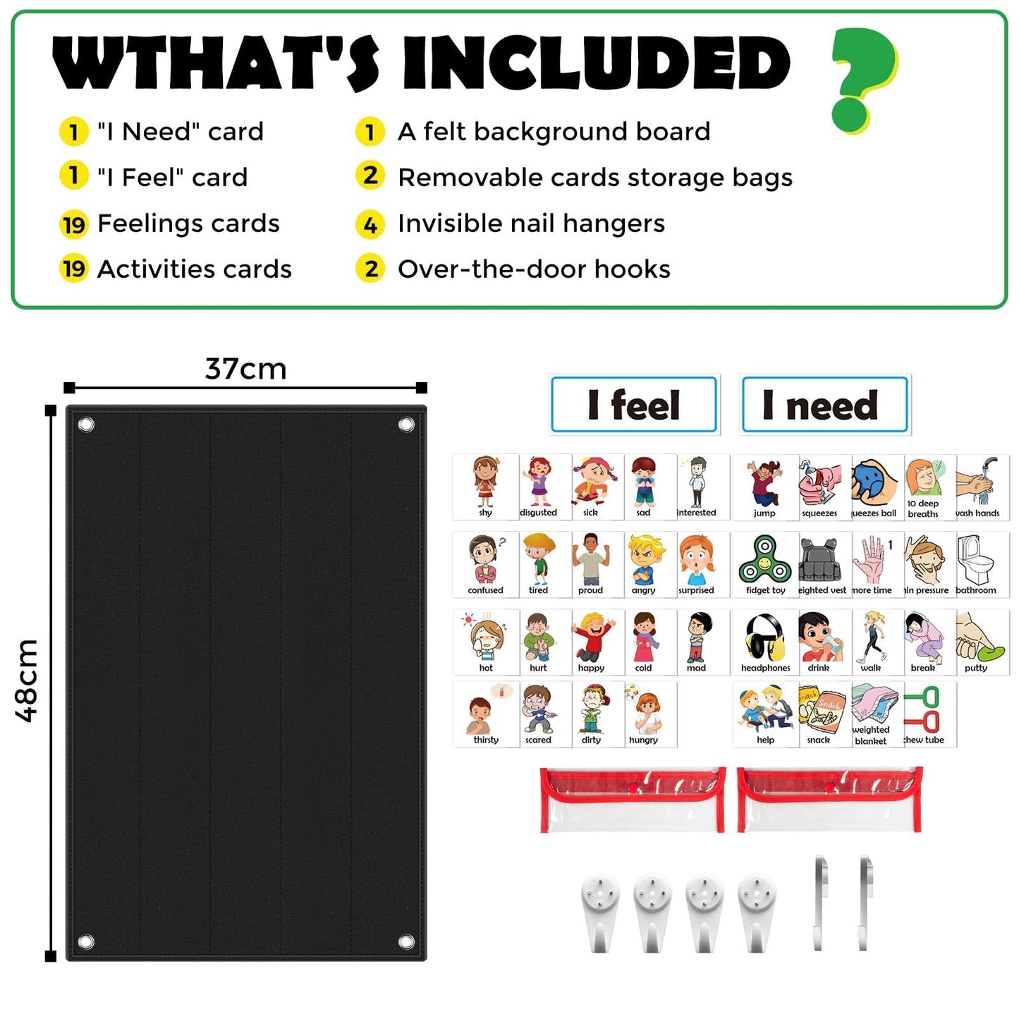 KIKIGOAL Feelings Chart For Preschool Teacher Supplies, Social Emotional Learning Pocket Chart, Autism Visual Behavior Management, Daycare Essentials, Calm Down Corner Classroom Supplies