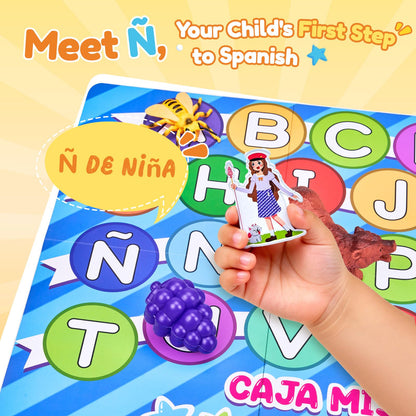 JoyCat Spanish Mystery Alphabet Box - Caja Misteriosa del Alfabeto for Kids, 27 PCS Spanish Letters & Sounds Sorting Game, Fine Motor Learning Toys for Preschool, Kindergarten, Easter Basket Stuffers