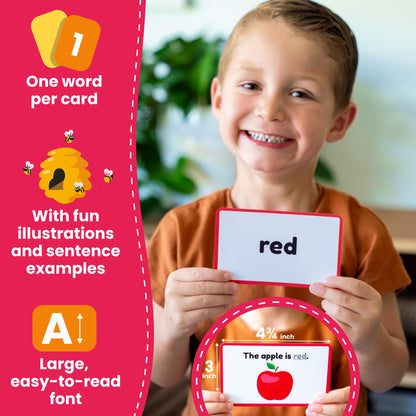 Sight Words Flash Cards Kindergarten – 220 Cards – Sight Words for Toddlers 4 Years – Dolch Sight Words Flash Cards –Pre-K Kinder 1st 2nd 3rd Grade – Sight Word Site Reading Kids Vocabulary Learning