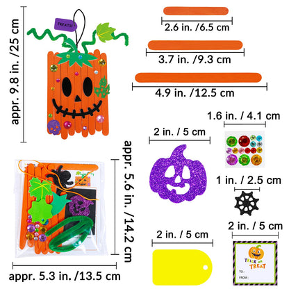 Winlyn 24 Sets Fall Crafts Kits Halloween Crafts Individual Fall Kids Crafts DIY Pumpkin Fall Decorations Craft Sticks Pumpkin Foam Stickers Arts and Crafts for Kids Classroom Activities Party Favors
