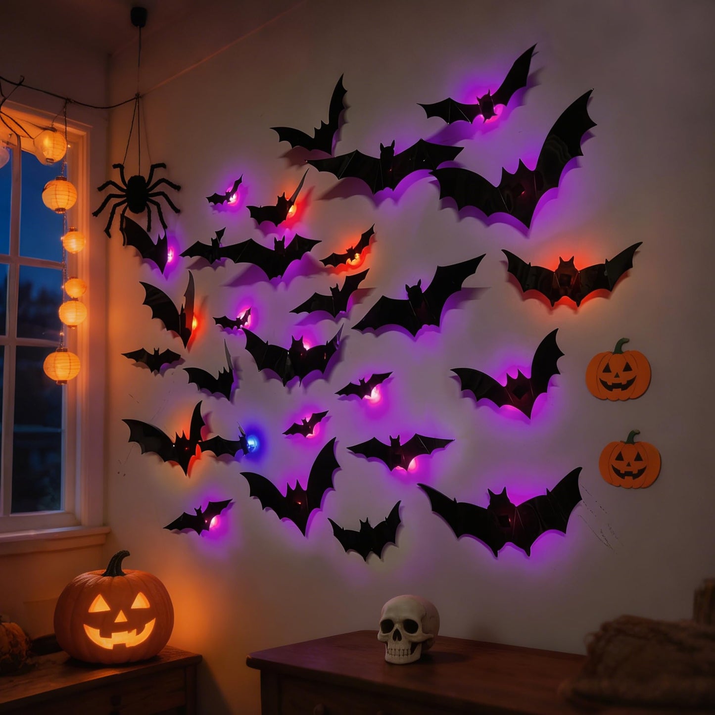 DR.DUDU 36 Pack Halloween Bats Wall Decor 3D Bat Stickers
