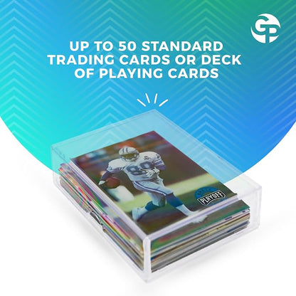 Gary Plastic Packaging 50-Pack Clear Acrylic Card Storage Boxes with Lids – Holds 52 Playing Cards or 50 Standard Trading Cards Each, Stackable Organizer for Sports & TCG Cards (Unsleeved)