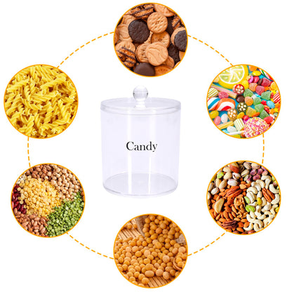 48oz Candy Jar,Airtight Candy Containers with lid,Acrylic Clear Cookie Container Kitchen Details Round, Cookie Jar for Honey, Jelly, Wedding Favors, Sauces,Halloween&Christmas Candy Containers Jar