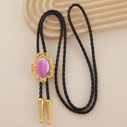 GelConnie Pink Bolo Tie - Western Cowboy Bolo Tie with Leather Cord & Turquoise Stone for Men & Women