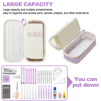 YOKUMA Pencil Case Cute Pencil Pouch for Girls Big Capacity Pen Bag Box, Kawaii Aesthetic College School Supplies for Student Teen Adults Preppy, Purple