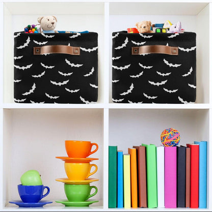 XUWU Storage Basket Bin Bats Halloween Goth Organizer Basket Collapsible Shelf Basket Cube with handle for Nursery Bedroom Bathroom