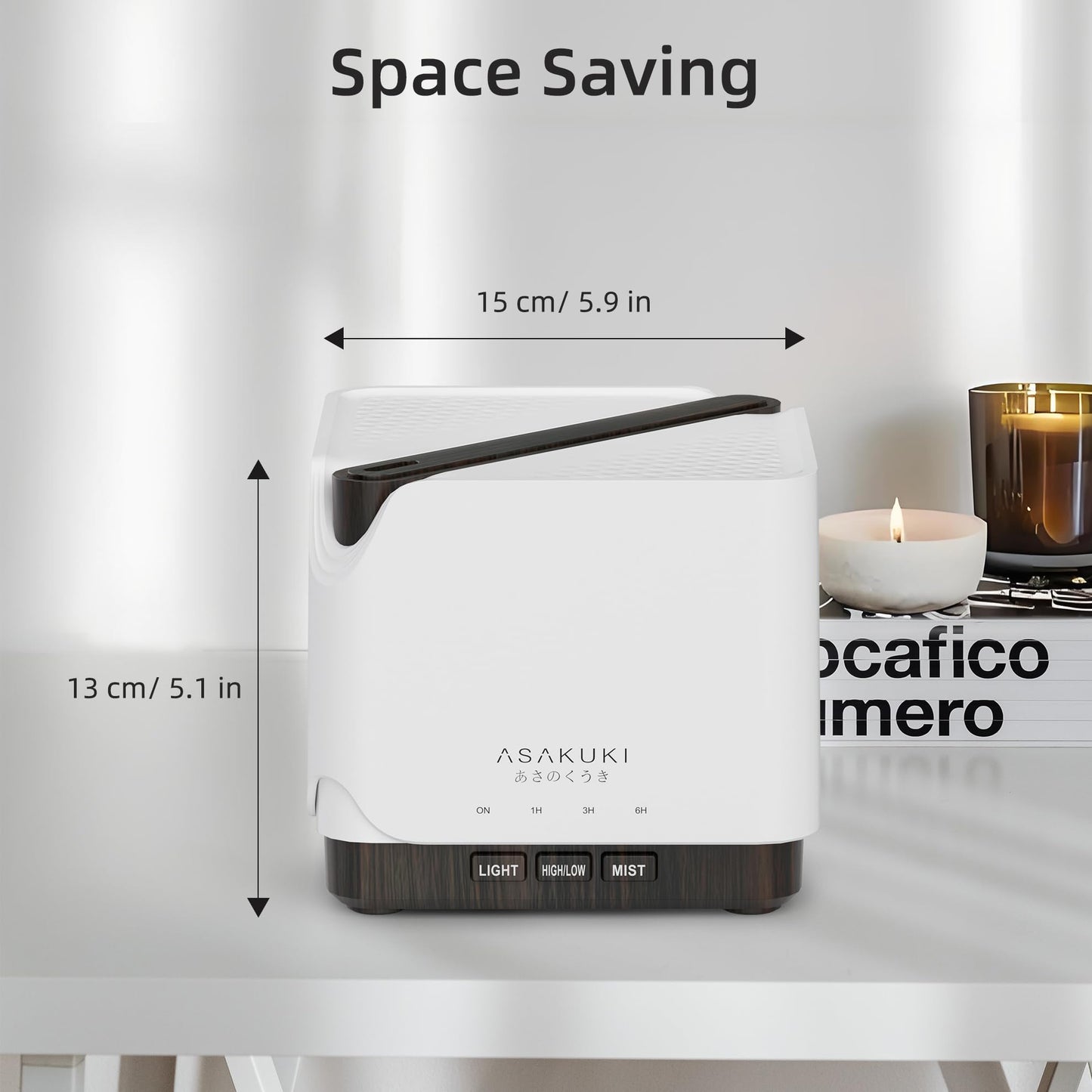 ASAKUKI 700 ml Premium Essential Oil Diffuser, 5 in 1 Ultrasonic Aromatherapy Fragrant Oil Vaporizer Humidifier, Timer and Auto-Off Safety Switch, 7 LED Light Colors
