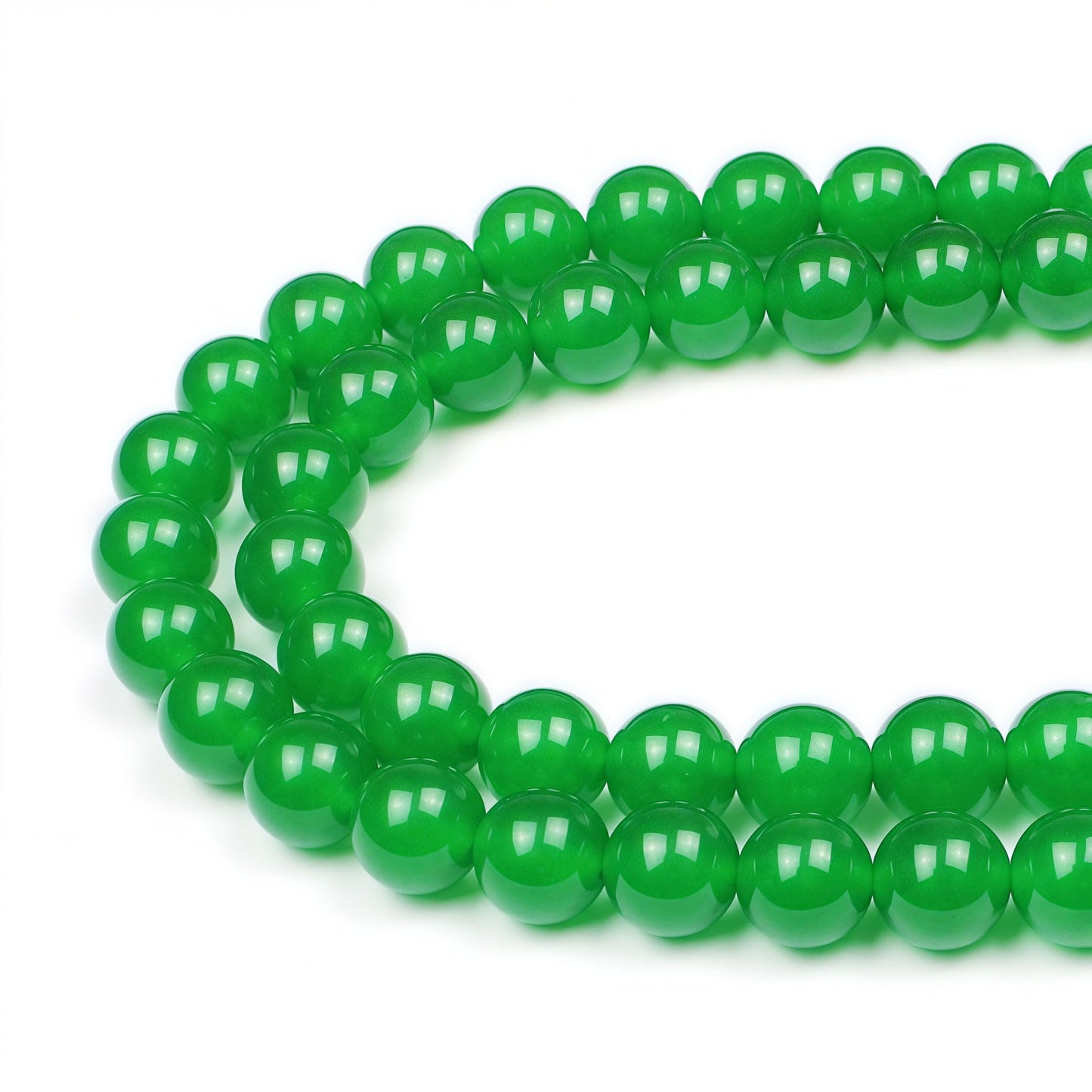MJDCB Natural Green Jade Round Loose Beads for Jewelry Making DIY Bracelet Necklace (12mm)