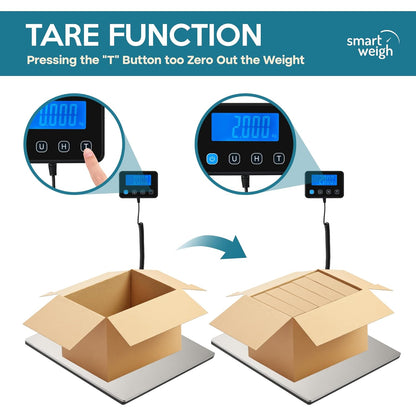 Smart Weigh 440lbs x 2 oz. Pro Digital Shipping and Postal Scale USB-C or Battery Power with Wide Stainless Steel Large Platform, UPS USPS Post Office Postal Scale and Luggage Scale