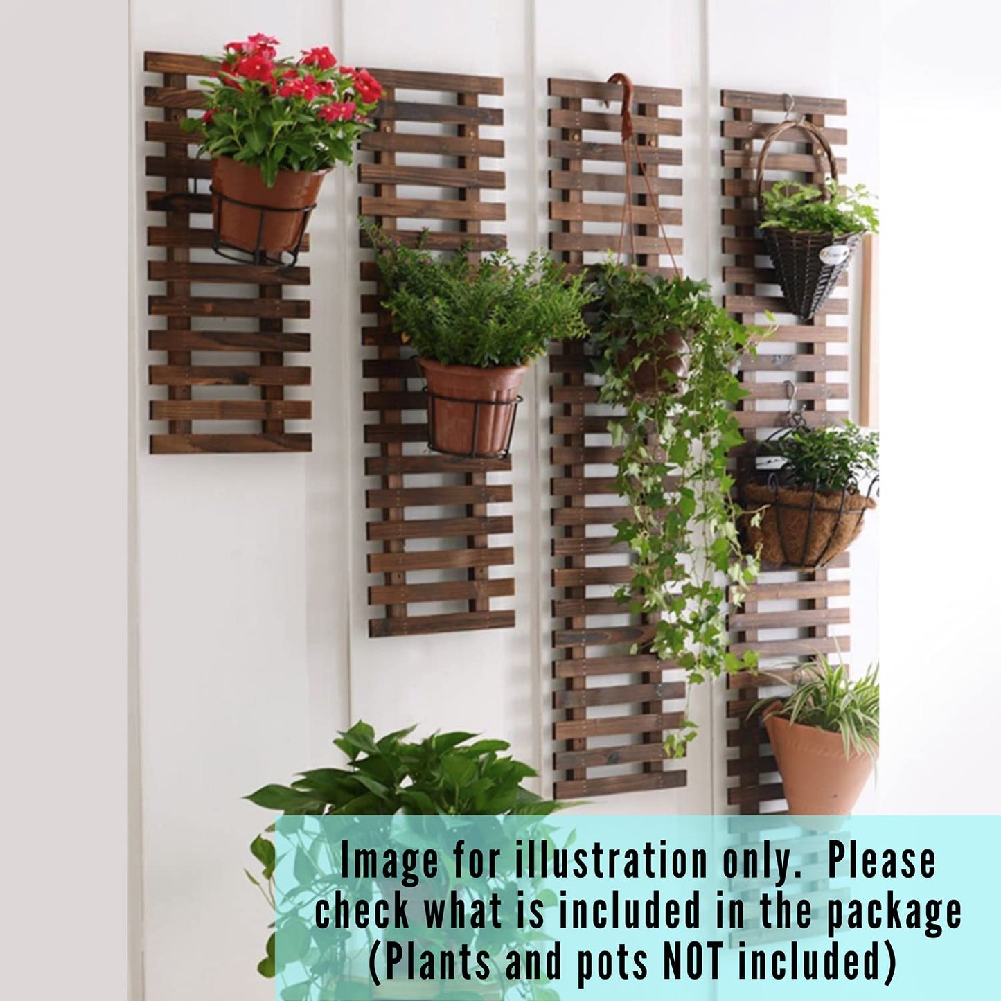 ShopLaLa Wall Planter – 3 Pack Wooden Hanging Planter for Indoor Plants, Air Plant Succulent Holder, Live Vertical Garden Large Wall Mounted Plant Stand Decor for Christmas 15.7 + 23.6 + 35.4 Inch