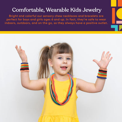 Special Supplies Chewy Jewelry Sensory Necklaces and Bracelets, 16 Pack, Soft and Flexible Silicone, Interactive Relief for Kids (Multicolor)