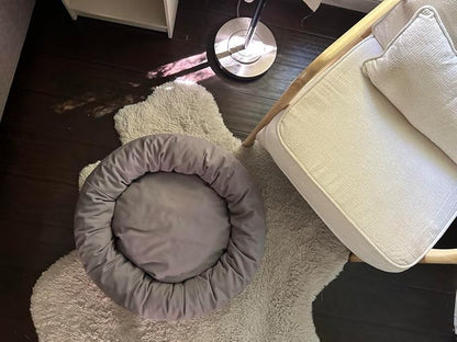 Organic Cotton Canvas Dog Bed: Removable Cover, Natural Fill - Made in USA (Blue Gray, Medium 28" x 8" inches)