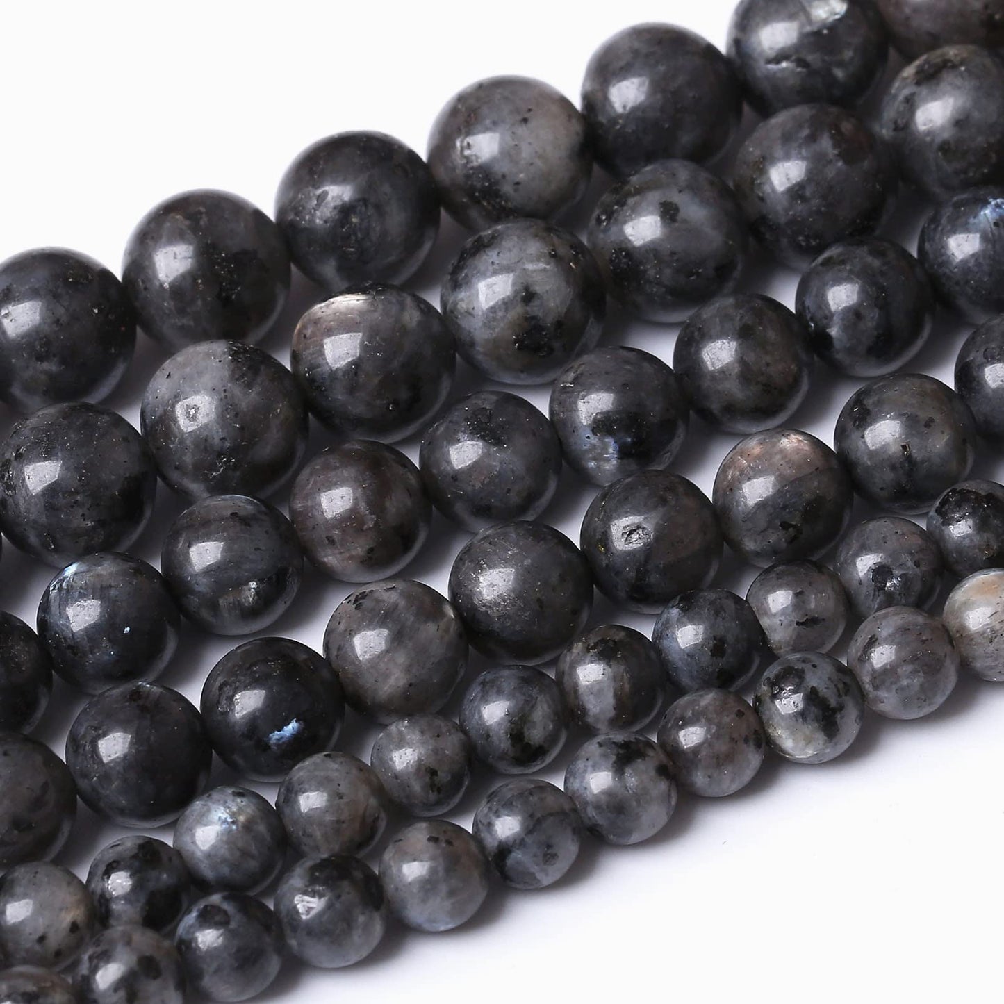 32PCS 12MM Natural Black Labradorite Beads Round Loose Stone Beads for Jewelry Making DIY Energy Stone Healing Power Bracelet 15"