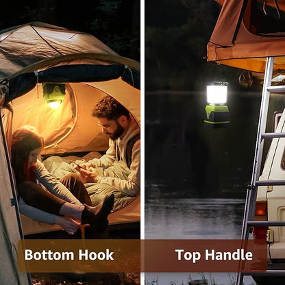 Lepro 1000LM Battery Powered LED Camping Lantern, Green Tent Light with 4 Light Modes, Camping Essentials, Waterproof Lantern Flashlight for Camping, Emergency Light, Power Outages, Not Rechargeable