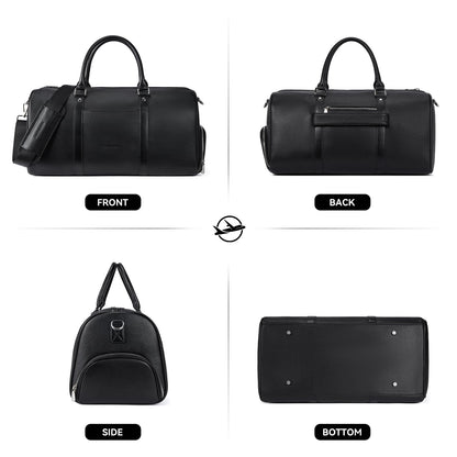 BOSTANTEN Genuine Leather Travel Weekender Overnight Duffel Bag Gym Sports Luggage Tote Duffle Bags for Men Medium: 18.5"X9.25"X10.50"