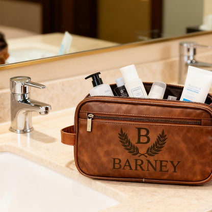 xrlsg Personalized Toiletry Bag for Men Custom Engraved Leather Toiletry Travel Bag Groomsmen Gifts