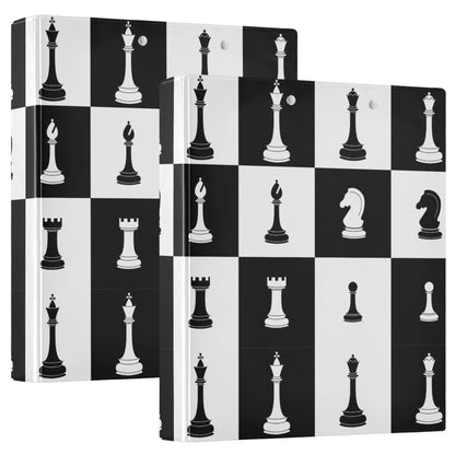 Chessboard Round Ring Binders 1.5 Black White Buffalo Plaid 3 Ring Clipboard Binder for Office School Work Supplies File Folder 200 Sheet Capacity Easy Open 2 Pieces