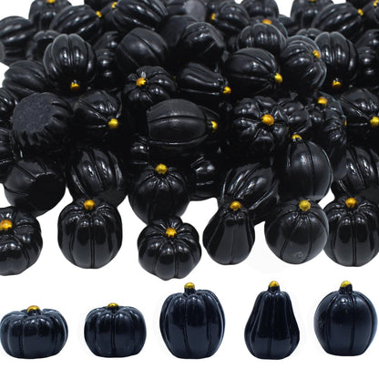 DoubleWood Mini Pumpkins for Crafts, 60Pcs Decorative Miniature Pumpkin, Little Fake Pumpkin, Black Pumpkins for Halloween Decor, Thanksgiving, Vase Filler (60, Black)
