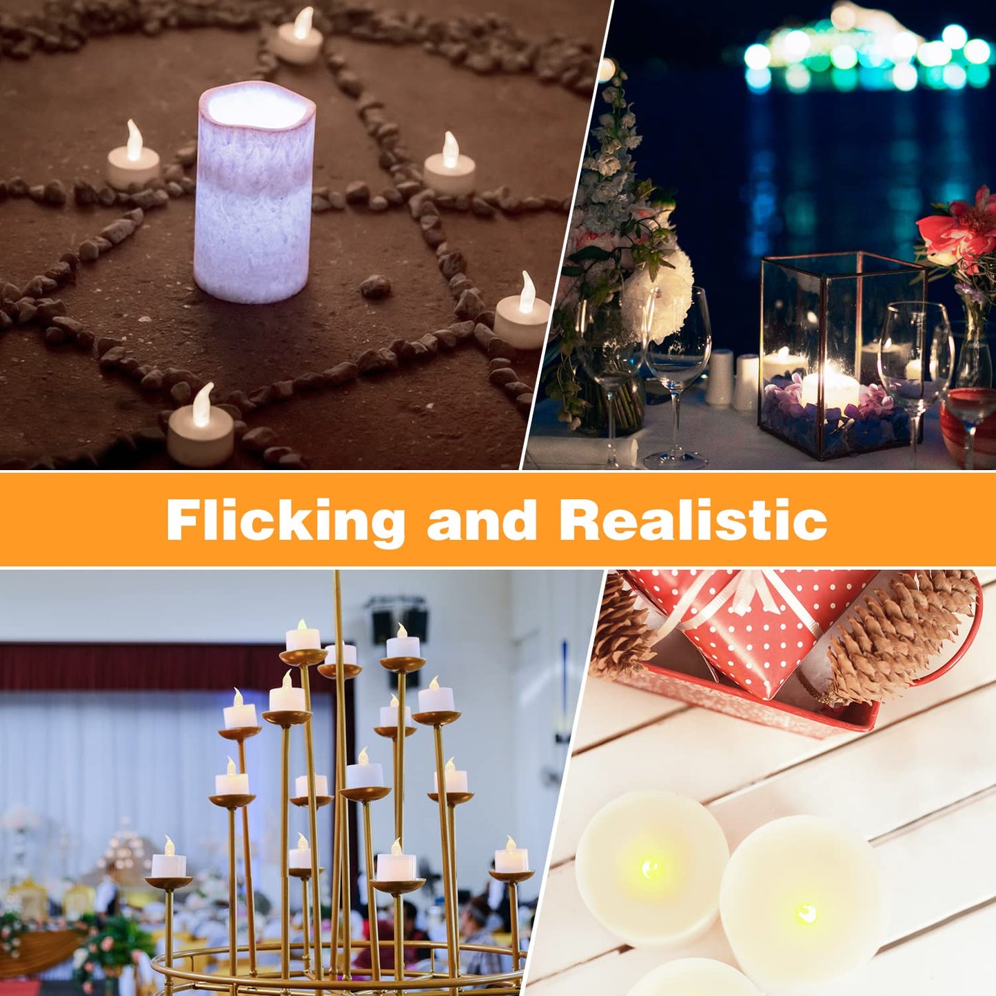 KOABY 100 Pack Warm White LED Tea Lights, Last 100H+, Flickering Flameless Battery Operated Tea Lights for Decor
