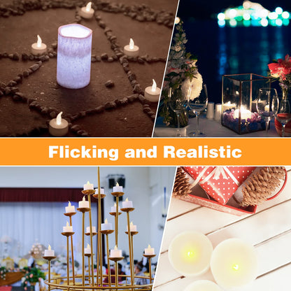KOABY 100 Pack Warm White LED Tea Lights, Last 100H+, Flickering Flameless Battery Operated Tea Lights for Decor