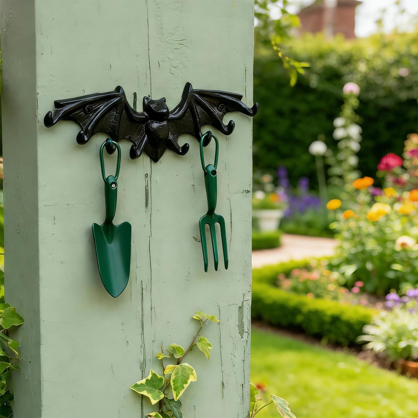 Womeet Coat Hooks Wall Mounted, Rustic Bat Key Hook Holder, Heavy Duty Decorative Black Wall Hooks for Mudroom, Towels, Hat Rack, Purse Hooks, Cast Iron Decorative ‎Antique Black Hooks