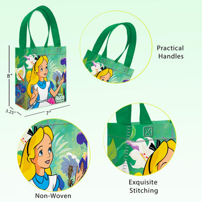 Disney Alice in Wonderland Party Favor Bags Set – 24 Pack 8" Goodie Bags for Kids Bulk Reusable Mini Totes Alice in Wonderland Birthday Party Supplies