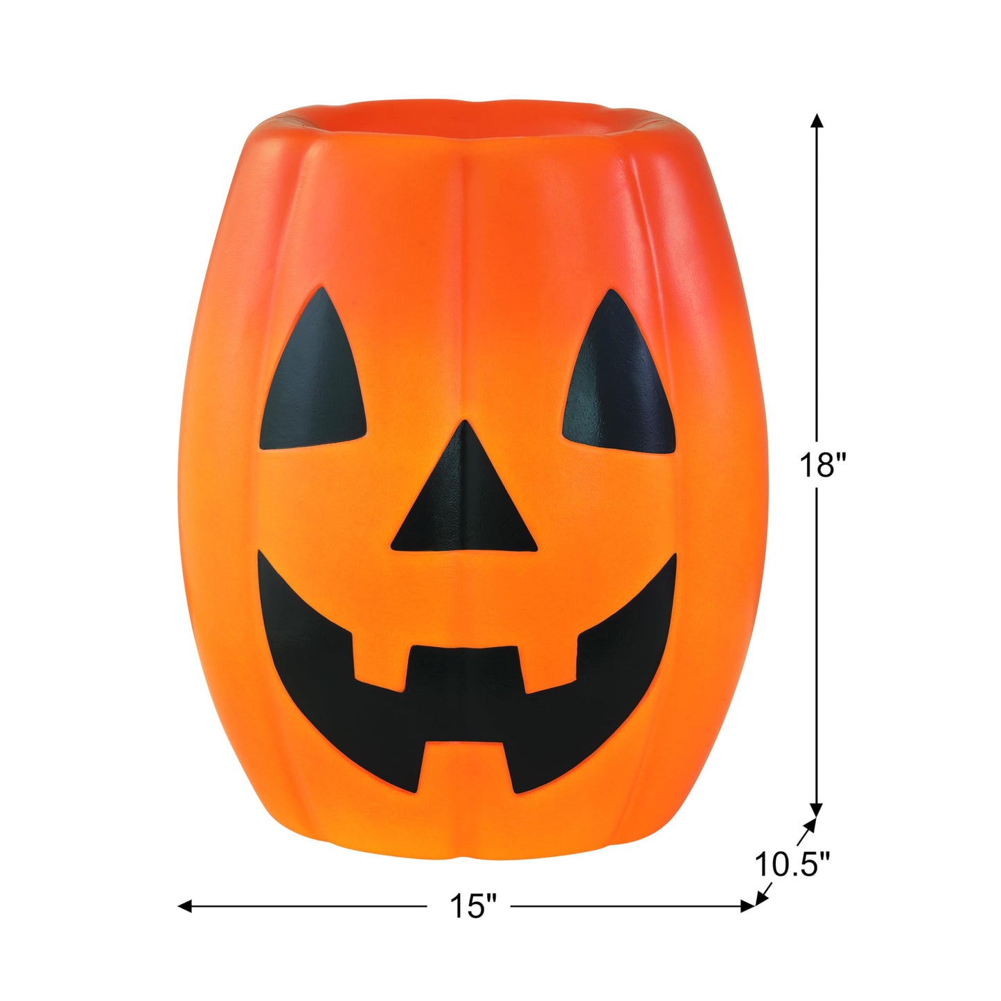 Mr. Halloween 18 in Jack-O-Lantern Candy Bowl with LED Lights, Blow Mold Trick or Treat Holder, Vintage Light Up Halloween Candy Dish