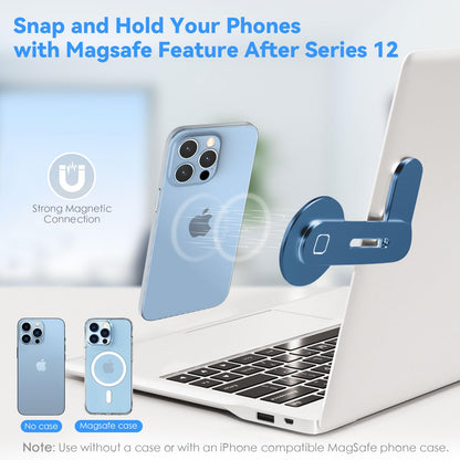 CloudValley Magnetic Phone Holder for Laptop Designed for iPhone 17/16/15/14/13/12 MagSafe, Adjustable Phone Monitor Side Mount, Slim Portable Foldable Computer Expansion Bracket, Silver