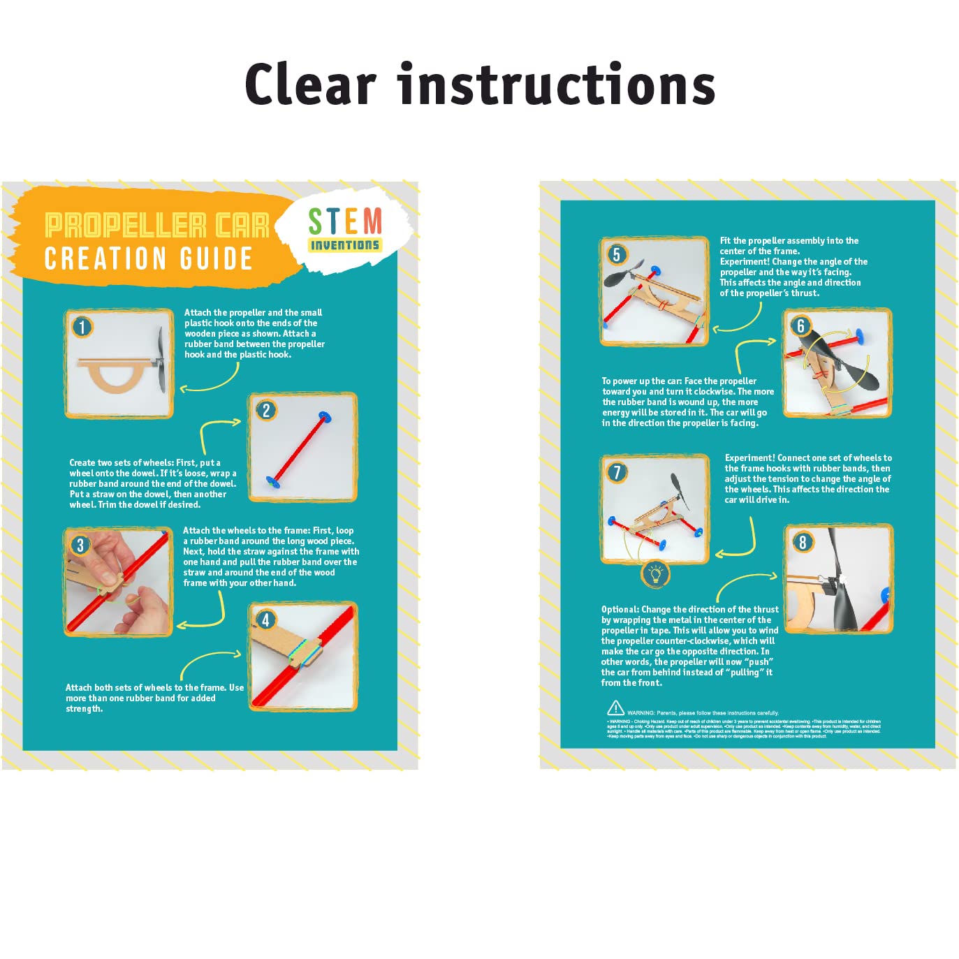 Rubber Band Propeller Car Kit, 30-Pack – Build 30 Rubber Band Propeller Cars, Complete STEM Engineering Project Kit for Classrooms, Ages 8+