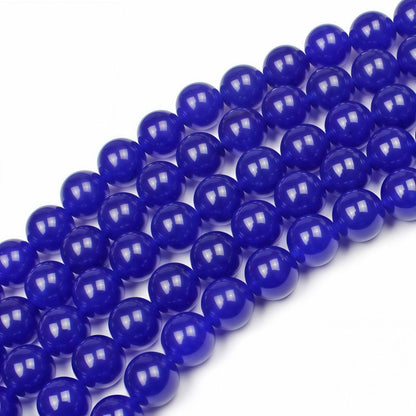 MJDCB Natural Stone Beads Sapphire Jade Round Loose Beads for Jewelry Making DIY Bracelet Necklace (12mm)