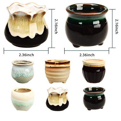 Brajttt 2.1 Inch Succulent Pot with Drainage,Planting/Flower Pots,Small Planter for Mini Plant Ceramic Flowing Glaze Base Serial Set with Holes