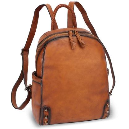 Genuine Leather Backpack Purse for Women Vintage Rucksack Casual Back Bag Handmade Cowhide Western Daypack (Brown)