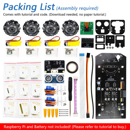 Freenove Mecanum Wheel Car Kit for Raspberry Pi 5 4 B 3 B+ Zero 2 W, Face Tracking, Line Tracking, Light Tracing, Obstacle Avoidance, App Control, Camera, Servo (Raspberry Pi NOT Included)