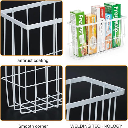 2 Pack Aluminum Foil and Plastic Wrap Organizer,Wall Mounted Cabinet Door Organizer,Kitchen Pantry Organizers and Storage,Wrapping Paper Shelf for Sandwich, Freezer, Ziplock Bag, White