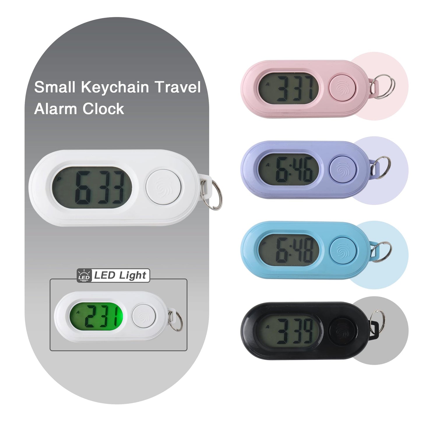 Small Glass Desk Whiteboard Dry-Erase Board with Clock, Small Travel Clock Keychain with Desk Notepad, Time Table Whiteboard for Desk Digital LED Light Display, 8x6 in with Accessories, White