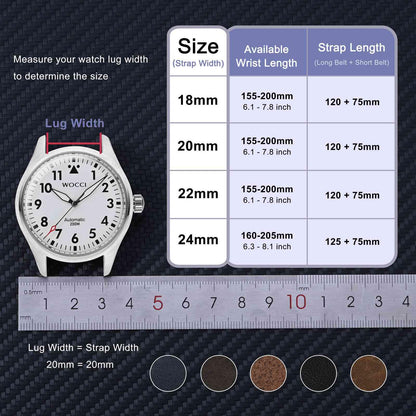 WOCCI 20mm Watch Band, Pull Up Leather, Polished Silver Buckle (Gold Brown)