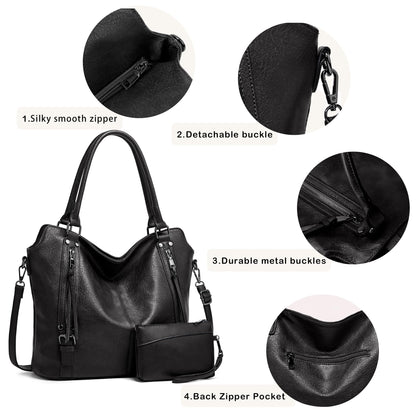 TANTOMI Tote Handbags for Women Black Hobo Handbags Purse and Handbags Shoulder Crossbody Bags for Work Travel Everyday