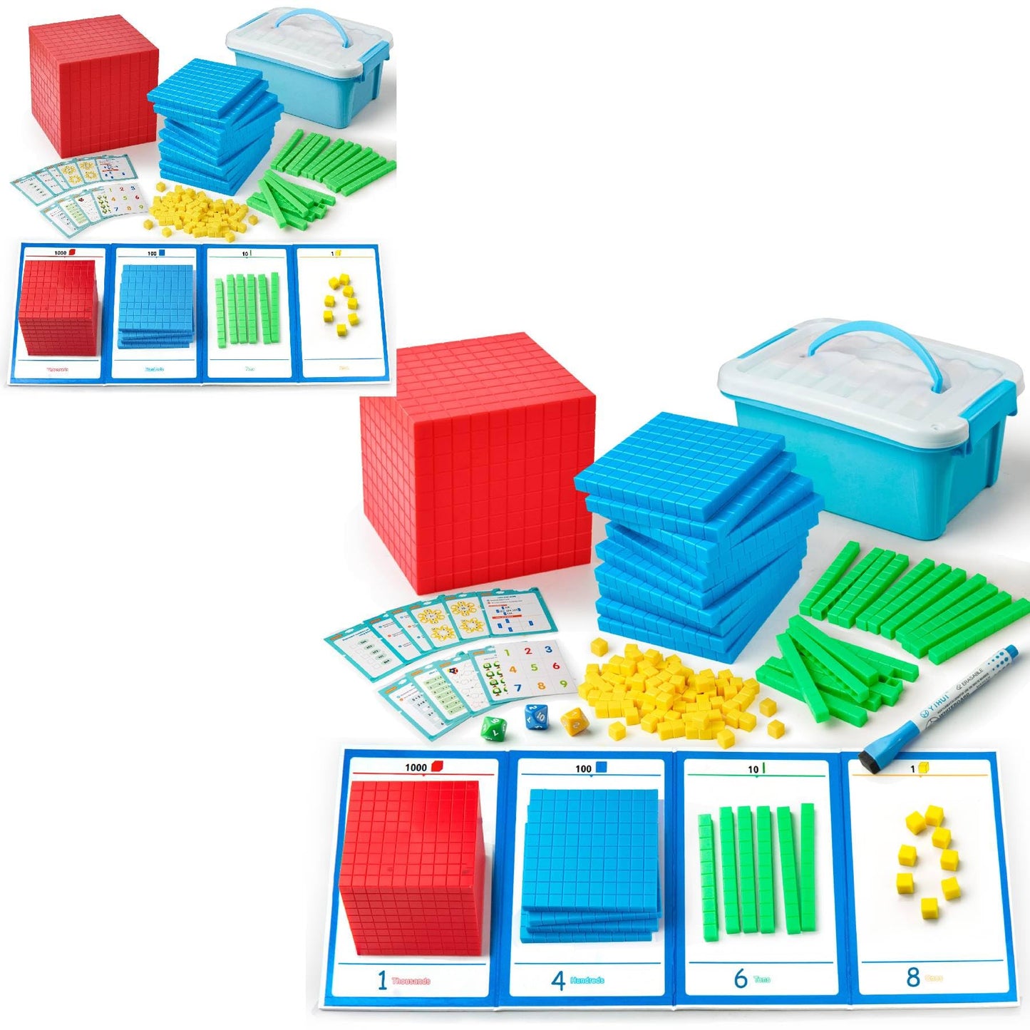 stochastic box Base Ten Blocks Plastic for Math Manipulatives Kindergarten Early Counting MathToy for 1st Grade Homeschool
