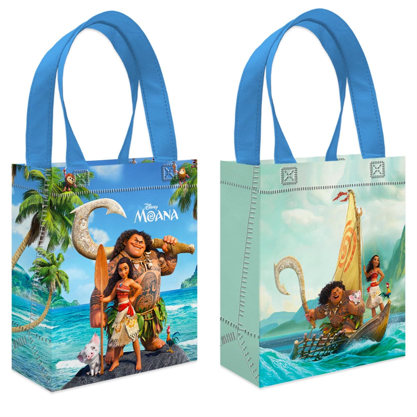 Moana Party Favor Bags Set – 24 Pack 8" Disney Goodie Bags for Kids Bulk Reusable Mini Totes | Disney Moana Birthday Party Supplies