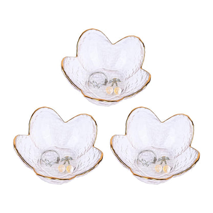 Koythin 3-Piece Glass Jewelry Tray, Small Trinket Holder for Necklace Bracelet Earring, Ring Holders for Bathroom, Aesthetic Trinket Dish, Flower Nightstand Decor for Girl Mom (Transparent White)