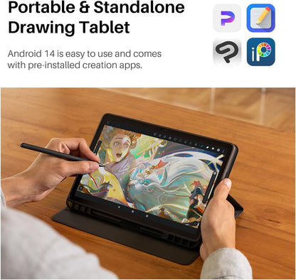 HUION KAMVAS Slate 11 Standalone Drawing Tablet No Computer Needed with Anti-Glare Screen, 10.95 Inch Digital Art Tablet with Tilt-Alignment Stylus, 90Hz Android 14 Pad with 8GB + 128GB for Artists